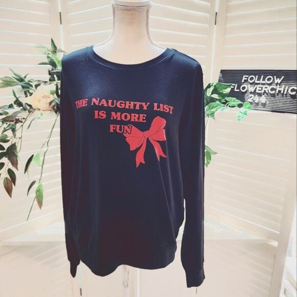 WILDFOX NAUGHTY LIST IS MORE FUN SWEATSHIRT MED - Picture 2 of 10